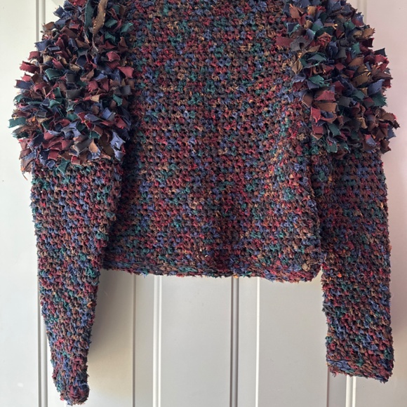 Beautiful Rockabilly Vintage Hand Woven Cropped Sweater Jacket Rockabilly - Picture 12 of 13